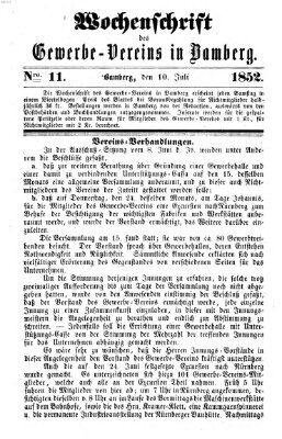 Wochenschrift des Gewerbe-Vereins Bamberg Samstag 10. Juli 1852