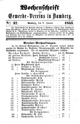 Wochenschrift des Gewerbe-Vereins Bamberg Samstag 8. Januar 1853