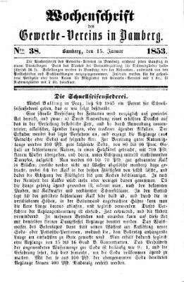 Wochenschrift des Gewerbe-Vereins Bamberg Samstag 15. Januar 1853