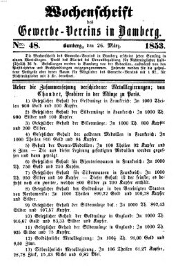 Wochenschrift des Gewerbe-Vereins Bamberg Samstag 26. März 1853