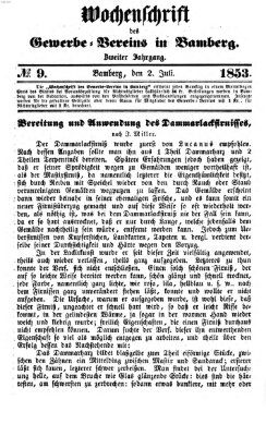 Wochenschrift des Gewerbe-Vereins Bamberg Samstag 2. Juli 1853