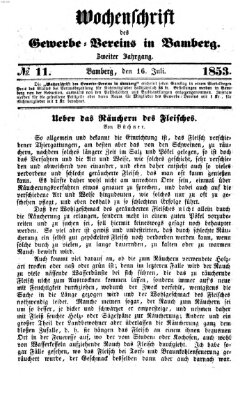 Wochenschrift des Gewerbe-Vereins Bamberg Samstag 16. Juli 1853