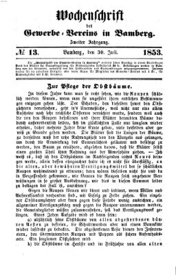 Wochenschrift des Gewerbe-Vereins Bamberg Samstag 30. Juli 1853