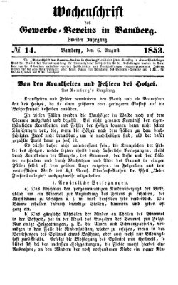 Wochenschrift des Gewerbe-Vereins Bamberg Samstag 6. August 1853