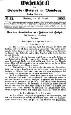 Wochenschrift des Gewerbe-Vereins Bamberg Samstag 13. August 1853