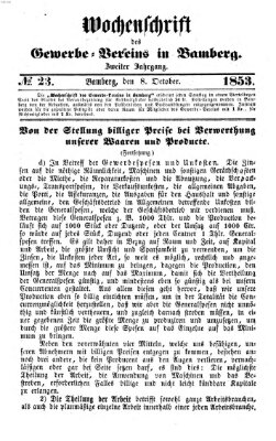 Wochenschrift des Gewerbe-Vereins Bamberg Samstag 8. Oktober 1853