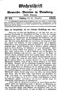 Wochenschrift des Gewerbe-Vereins Bamberg Samstag 10. Dezember 1853