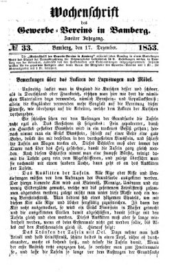 Wochenschrift des Gewerbe-Vereins Bamberg Samstag 17. Dezember 1853