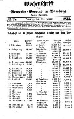 Wochenschrift des Gewerbe-Vereins Bamberg Samstag 21. Januar 1854