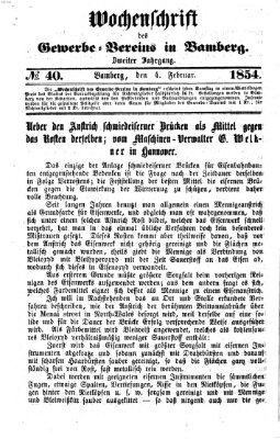 Wochenschrift des Gewerbe-Vereins Bamberg Samstag 4. Februar 1854