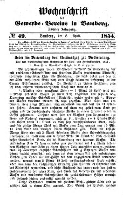 Wochenschrift des Gewerbe-Vereins Bamberg Samstag 8. April 1854