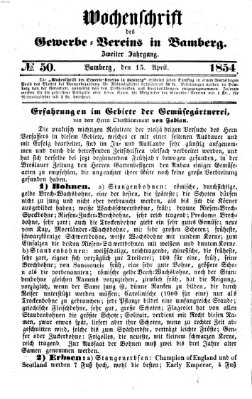 Wochenschrift des Gewerbe-Vereins Bamberg Samstag 15. April 1854