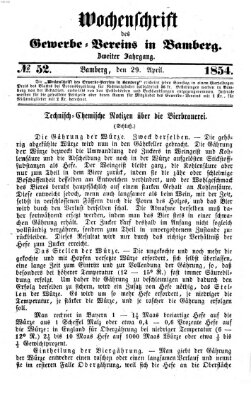 Wochenschrift des Gewerbe-Vereins Bamberg Samstag 29. April 1854