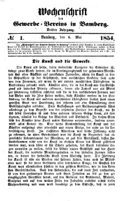 Wochenschrift des Gewerbe-Vereins Bamberg Samstag 6. Mai 1854