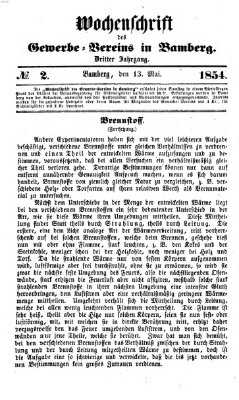 Wochenschrift des Gewerbe-Vereins Bamberg Samstag 13. Mai 1854