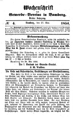 Wochenschrift des Gewerbe-Vereins Bamberg Samstag 27. Mai 1854