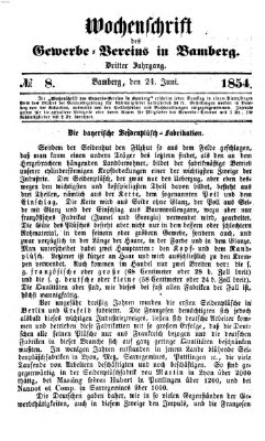 Wochenschrift des Gewerbe-Vereins Bamberg Samstag 24. Juni 1854