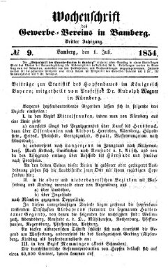 Wochenschrift des Gewerbe-Vereins Bamberg Samstag 1. Juli 1854