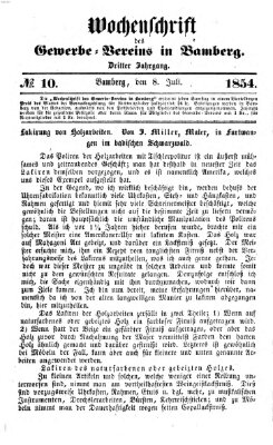 Wochenschrift des Gewerbe-Vereins Bamberg Samstag 8. Juli 1854