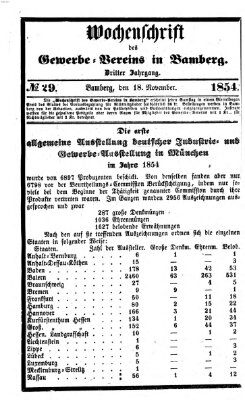 Wochenschrift des Gewerbe-Vereins Bamberg Samstag 18. November 1854