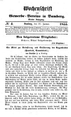 Wochenschrift des Gewerbe-Vereins Bamberg Samstag 27. Januar 1855