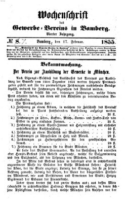 Wochenschrift des Gewerbe-Vereins Bamberg Samstag 17. Februar 1855