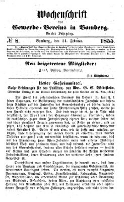 Wochenschrift des Gewerbe-Vereins Bamberg Samstag 24. Februar 1855