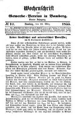 Wochenschrift des Gewerbe-Vereins Bamberg Samstag 10. März 1855