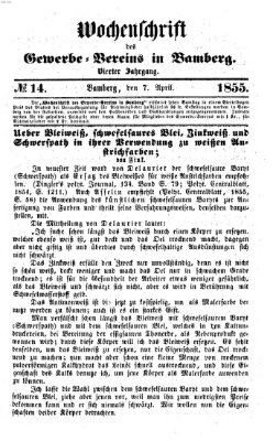 Wochenschrift des Gewerbe-Vereins Bamberg Samstag 7. April 1855