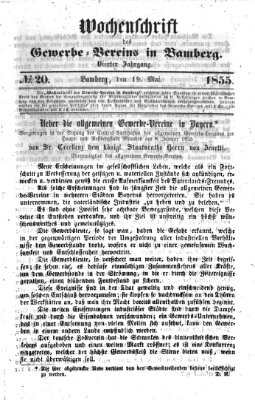 Wochenschrift des Gewerbe-Vereins Bamberg Samstag 19. Mai 1855