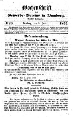 Wochenschrift des Gewerbe-Vereins Bamberg Samstag 9. Juni 1855