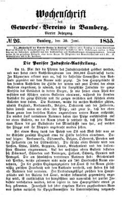 Wochenschrift des Gewerbe-Vereins Bamberg Samstag 30. Juni 1855