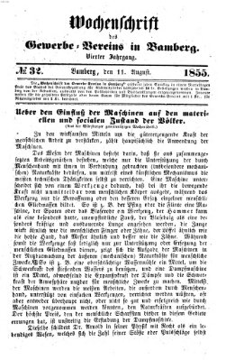 Wochenschrift des Gewerbe-Vereins Bamberg Samstag 11. August 1855