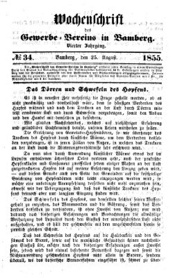 Wochenschrift des Gewerbe-Vereins Bamberg Samstag 25. August 1855