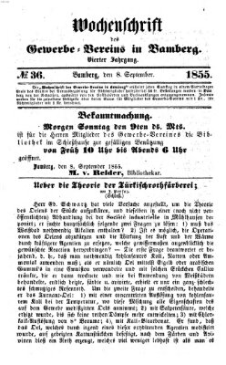 Wochenschrift des Gewerbe-Vereins Bamberg Samstag 8. September 1855