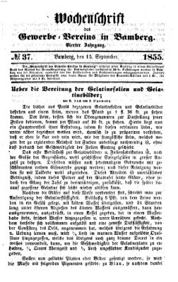 Wochenschrift des Gewerbe-Vereins Bamberg Samstag 15. September 1855