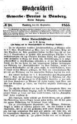 Wochenschrift des Gewerbe-Vereins Bamberg Samstag 22. September 1855