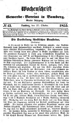 Wochenschrift des Gewerbe-Vereins Bamberg Samstag 27. Oktober 1855