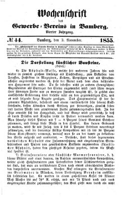 Wochenschrift des Gewerbe-Vereins Bamberg Samstag 3. November 1855