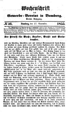 Wochenschrift des Gewerbe-Vereins Bamberg Samstag 17. November 1855