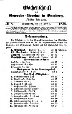 Wochenschrift des Gewerbe-Vereins Bamberg Samstag 23. Februar 1856