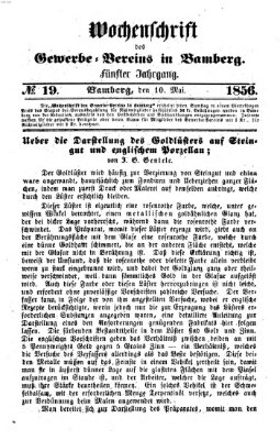 Wochenschrift des Gewerbe-Vereins Bamberg Samstag 10. Mai 1856