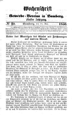 Wochenschrift des Gewerbe-Vereins Bamberg Samstag 17. Mai 1856