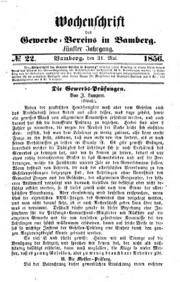 Wochenschrift des Gewerbe-Vereins Bamberg Samstag 31. Mai 1856