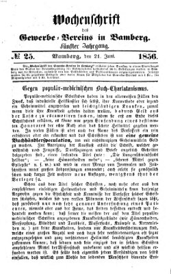 Wochenschrift des Gewerbe-Vereins Bamberg Samstag 21. Juni 1856