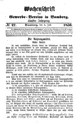 Wochenschrift des Gewerbe-Vereins Bamberg Samstag 5. Juli 1856