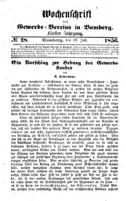 Wochenschrift des Gewerbe-Vereins Bamberg Samstag 12. Juli 1856