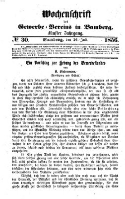 Wochenschrift des Gewerbe-Vereins Bamberg Samstag 26. Juli 1856