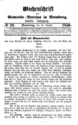 Wochenschrift des Gewerbe-Vereins Bamberg Samstag 16. August 1856