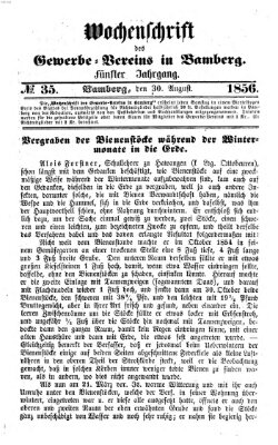 Wochenschrift des Gewerbe-Vereins Bamberg Samstag 30. August 1856